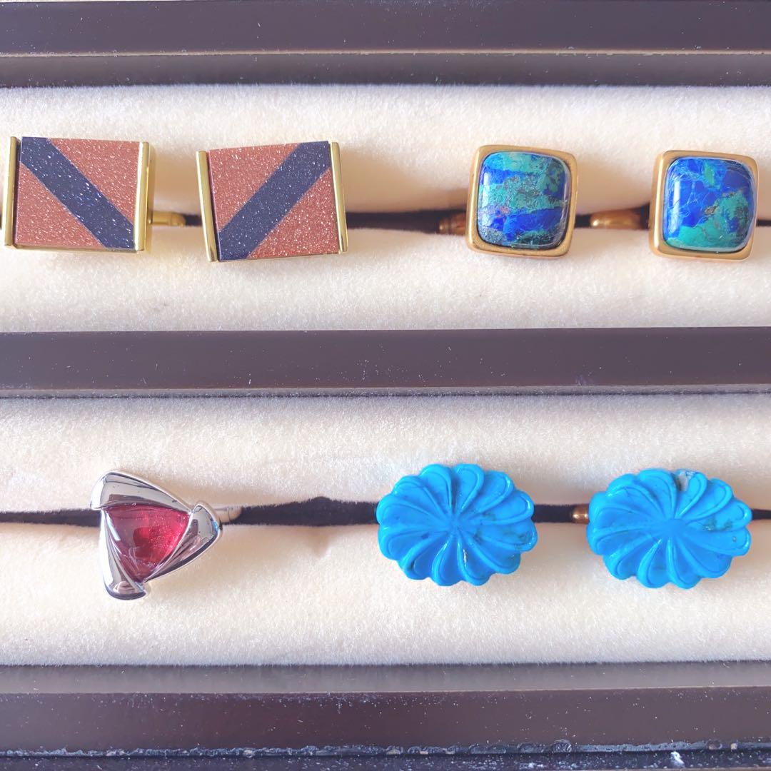 I・E・I 世界の偉大な宝石 天然石 カフス コレクション 収納ボックス付き