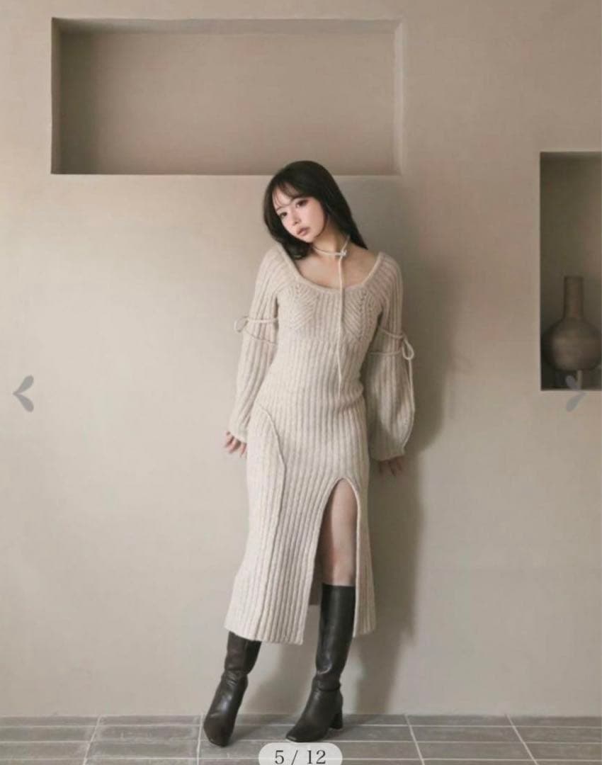 andmary エルリボンニットドレス