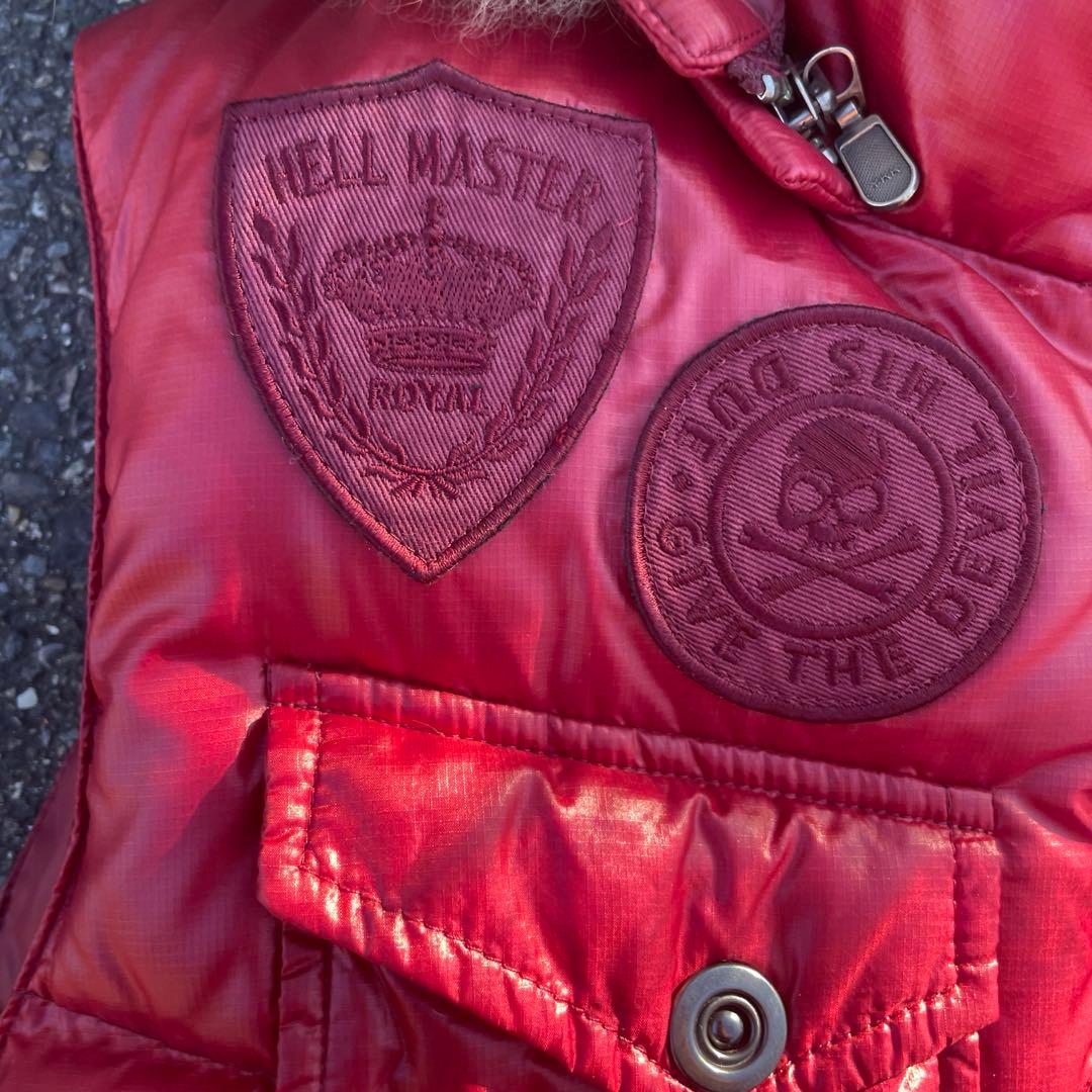 平成 ギャル ダウンベスト ファー 光沢 赤 y2k お兄系 ドクロ - メルカリ