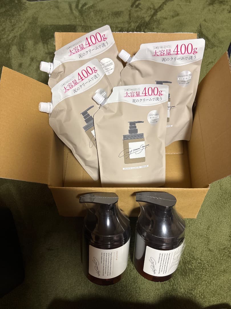 coconeクレイクリームシャンプー 400g×4袋 ポンプ式容器2本セット cocone ココネ クレイクリームシャンプー 詰め替え 2袋 さらさら