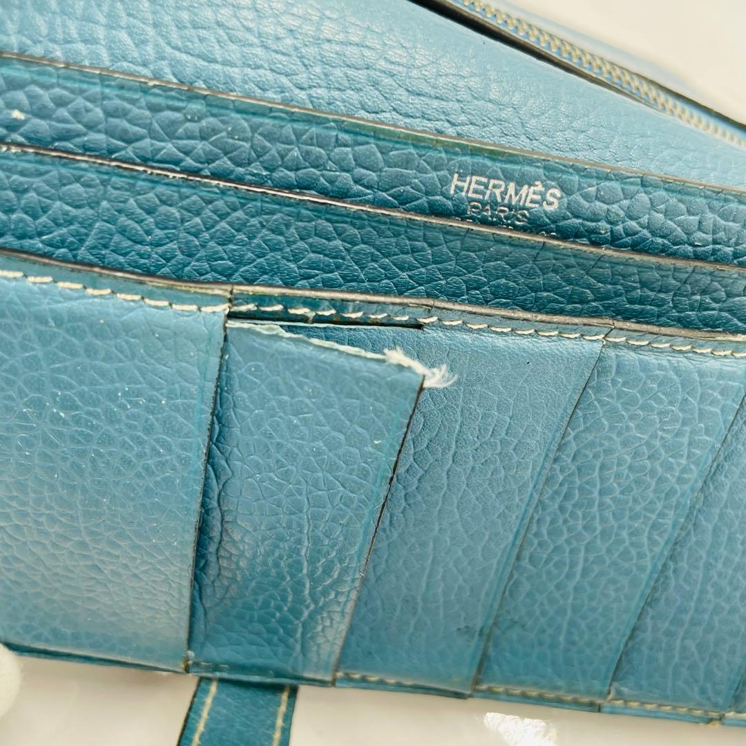 【kk/12.16/10】HERMES 財布 ベアンスフレ ヴォーエプソンブルー
