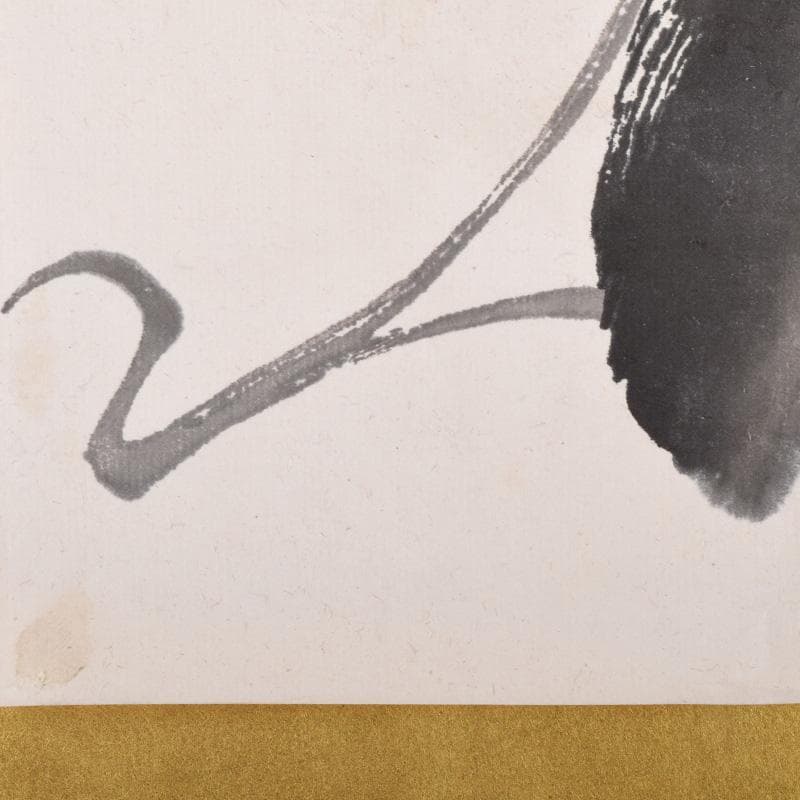 中国　斉白石　水墨画　朝顔図　工芸印刷　時代唐木雲板額　N　7623A