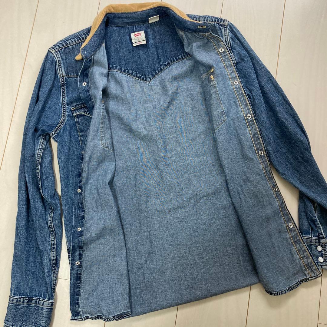 早い者勝ち！リーバイス /襟コーデュロイ/デニムウエスタンシャツ /S
