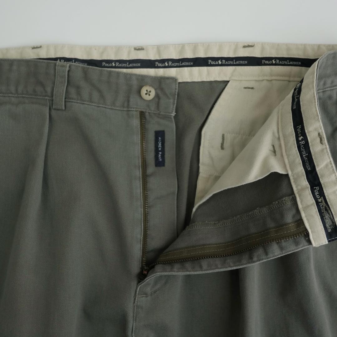 ラルフローレン 90s ツータックチノパンツ グレー 36×30 - メルカリ