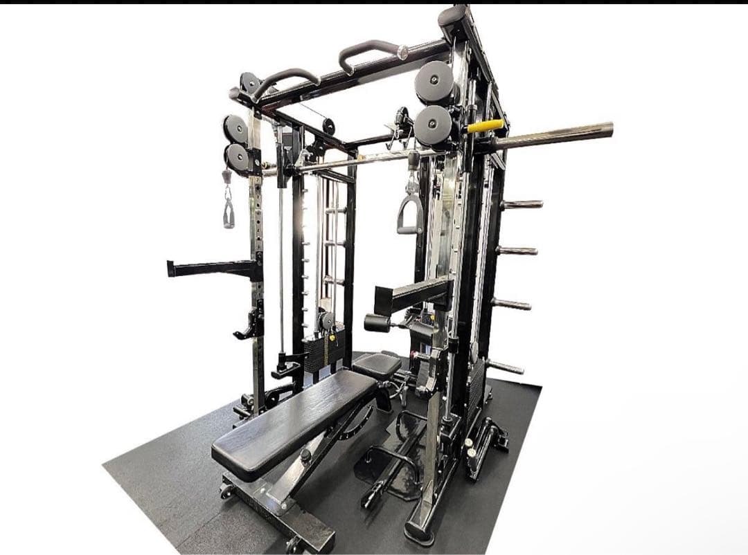 AnyAgeFitness】5in1マルチマシン スミスマシン （ベンチ付き）