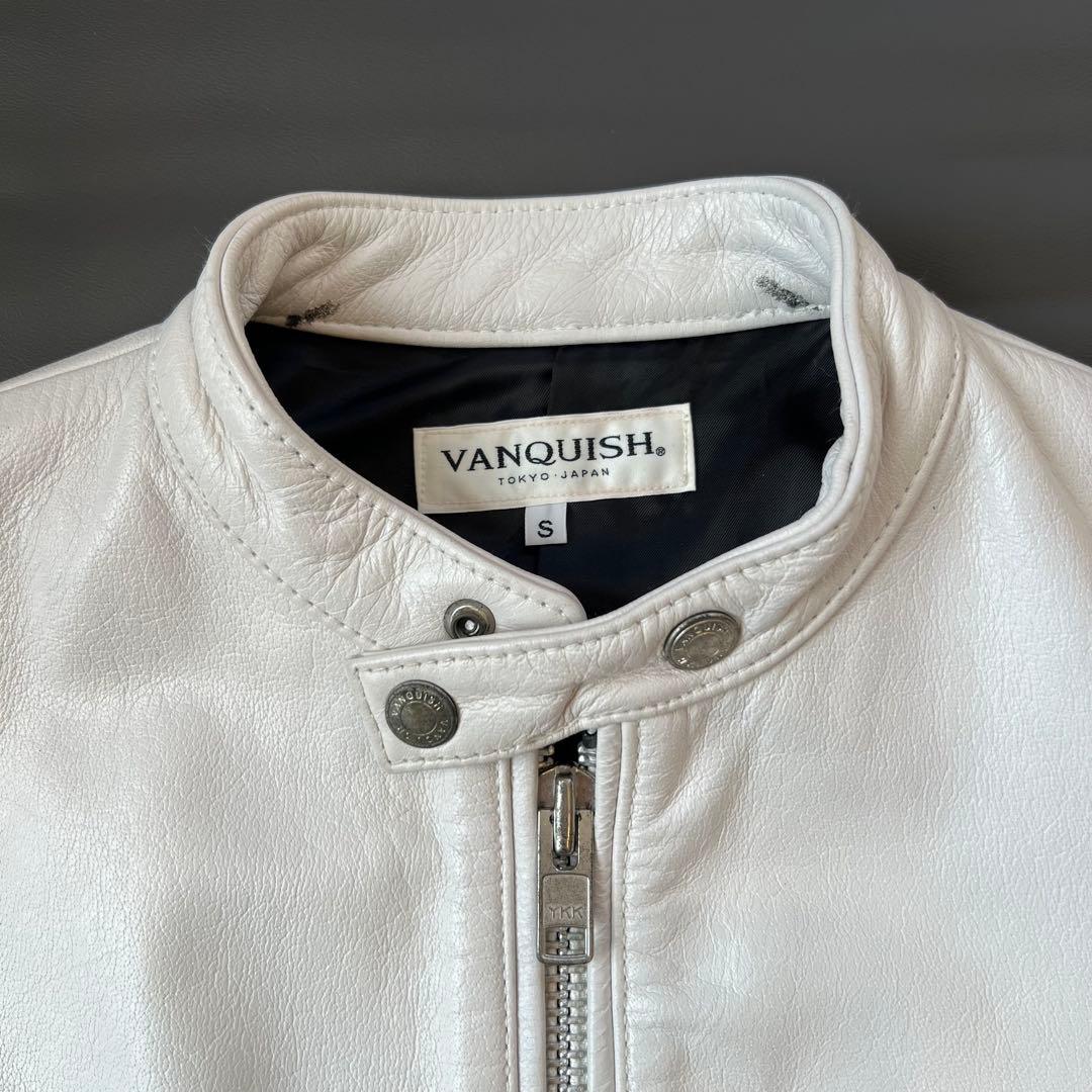 美品✨ VANQUISH レザーシングルライダースジャケット S ホワイト