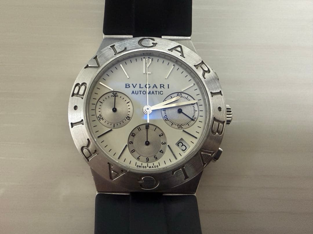 【美品】BVLGARI DIAGONO automatic CH35S AUTO Authentic Bvlgari Diagono CH35S Chronograph 35mm Auto Men's Black