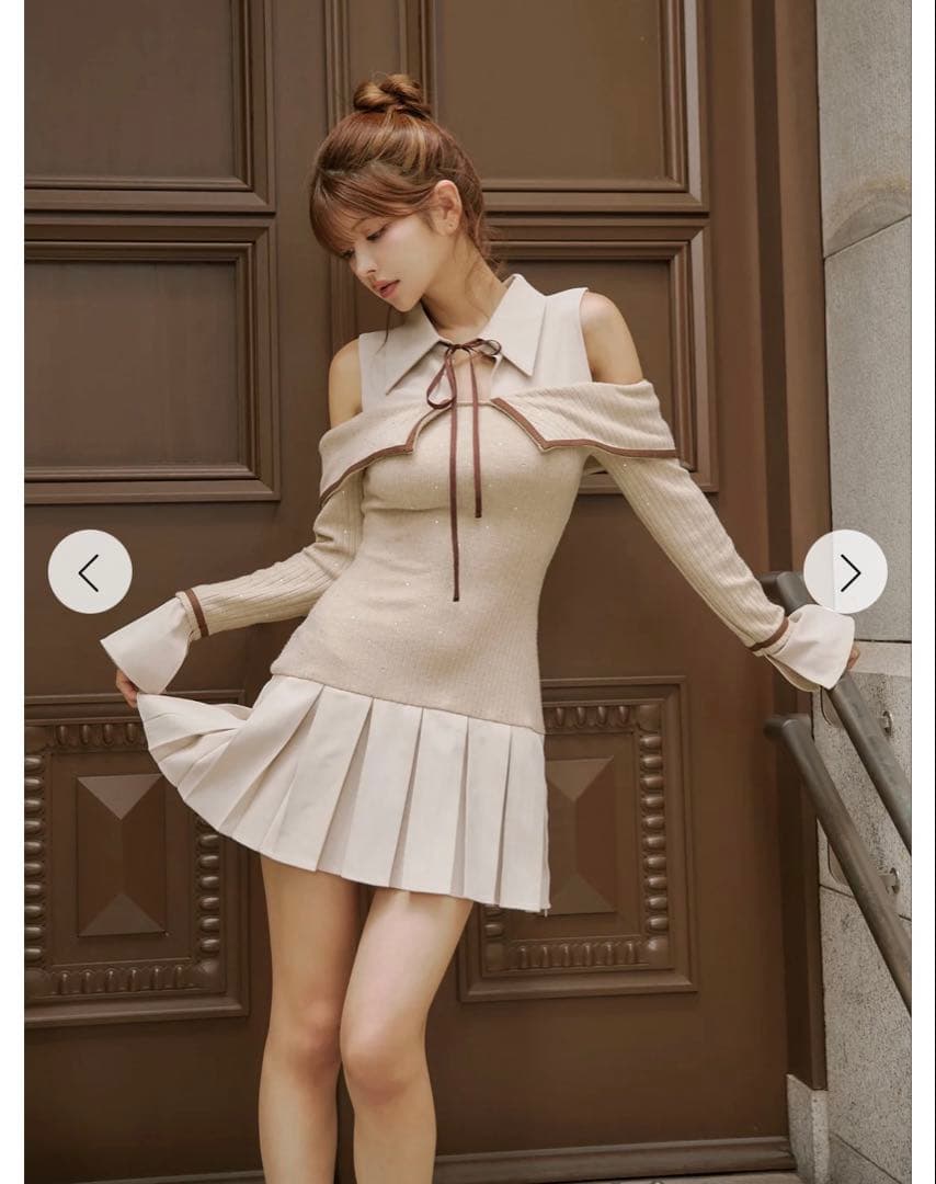 Randy ビジュープレッピーカットショルダーワンピース S11562