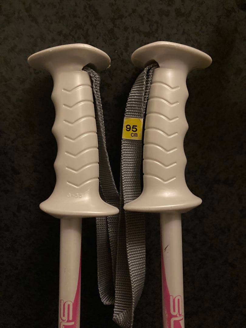 女の子 スキー板120cm ピンク水色パステル 雪の結晶模様 95㎝ストック付