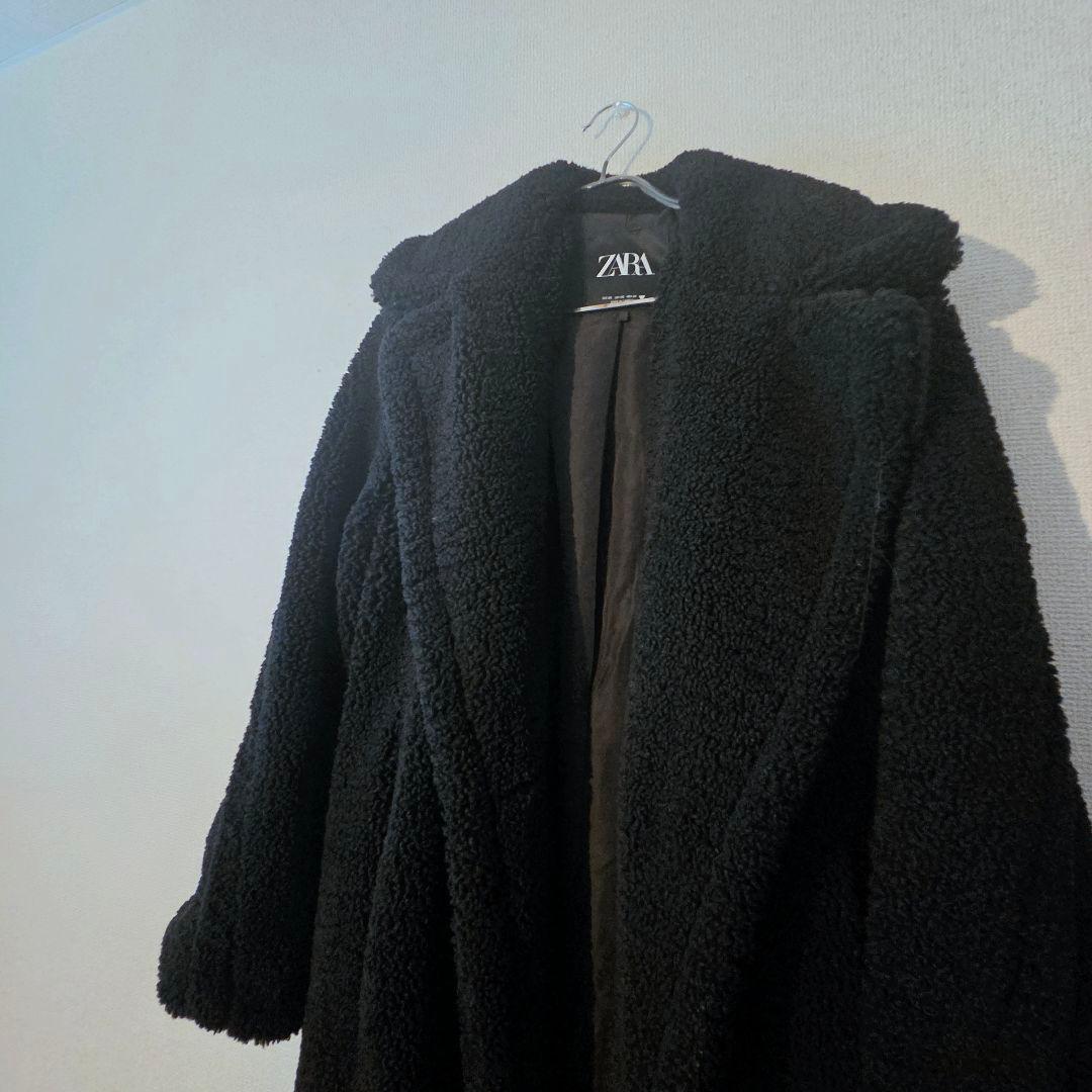 ZARA ボア テディベア ロングコート 黒 XS 完売品 - メルカリ
