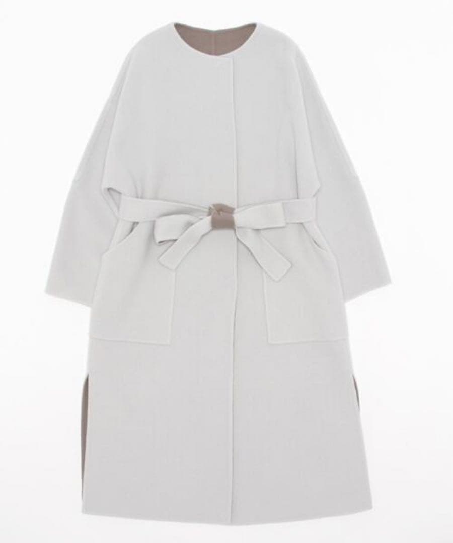 ウールカシミアバイカラーリバーコート フレイアイディー アイボリー