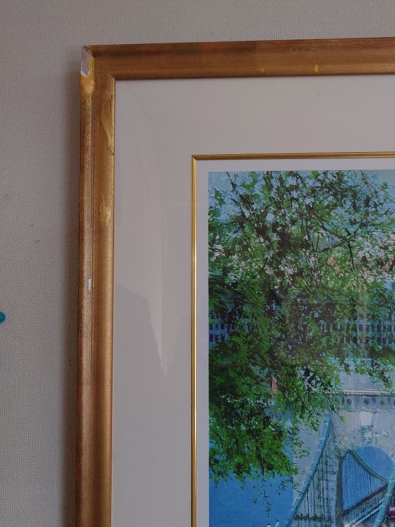 特別価格、リトグラフ、真作】小田切訓『ドナウの橋』、サイン