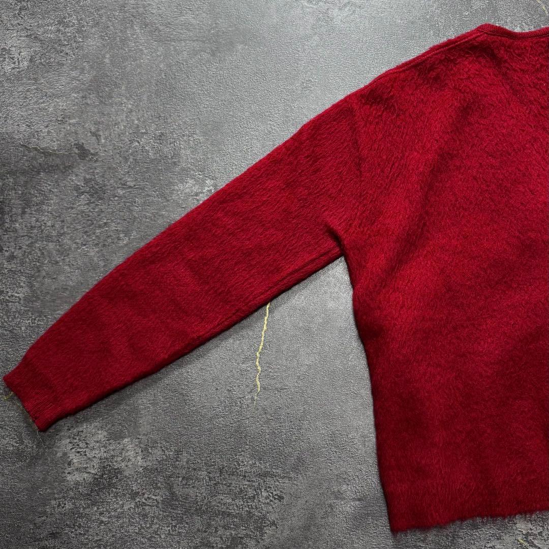60s 60sビンテージモヘアカーディガンXLバーガンディワインレッド