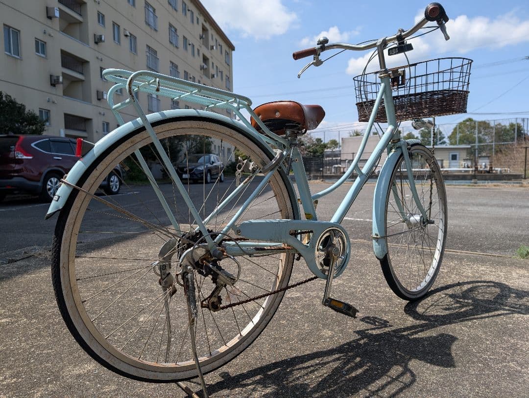 水色シティサイクル 前バスケット付き 青 シティバイク 前かご付き 2024 青 シティバイク 前かご付き 青