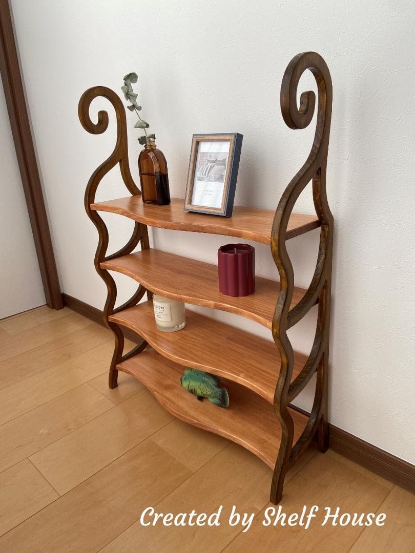 アンティーク調の曲線木製棚 K アンティーク調の曲線木製棚 K アンティーク調の曲線木製棚 K