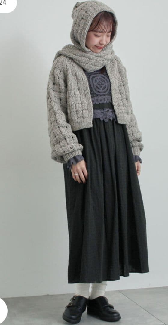 ツハルTSUHARU【ペルーニット】柄編みバラクラバ新品グレー 今季完売