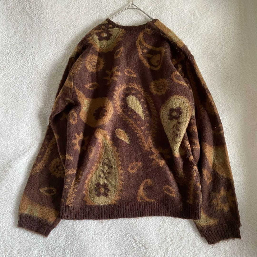 TOWNCRAFT ペイズリー シャギーカーディガン アクリル ブラウン M