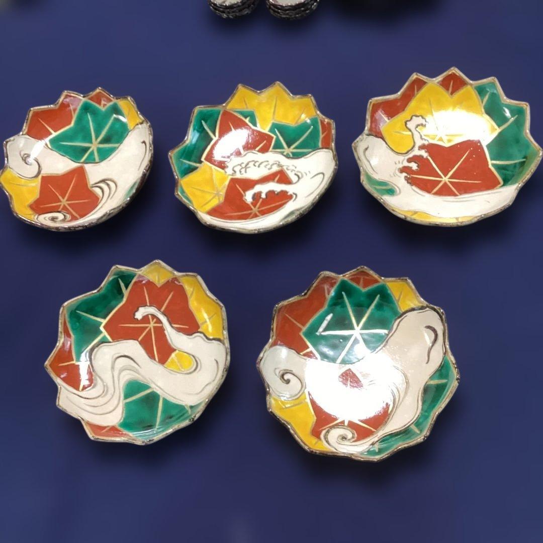 松竹梅　京焼乾山写立田川向付5客　　新品未使用 990>乾山写し色絵龍田川図向付 清水焼 | 陶香堂オンラインストア