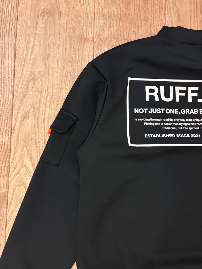 ラフロッグ バックフレームロゴモックネックシャツ M ブラック