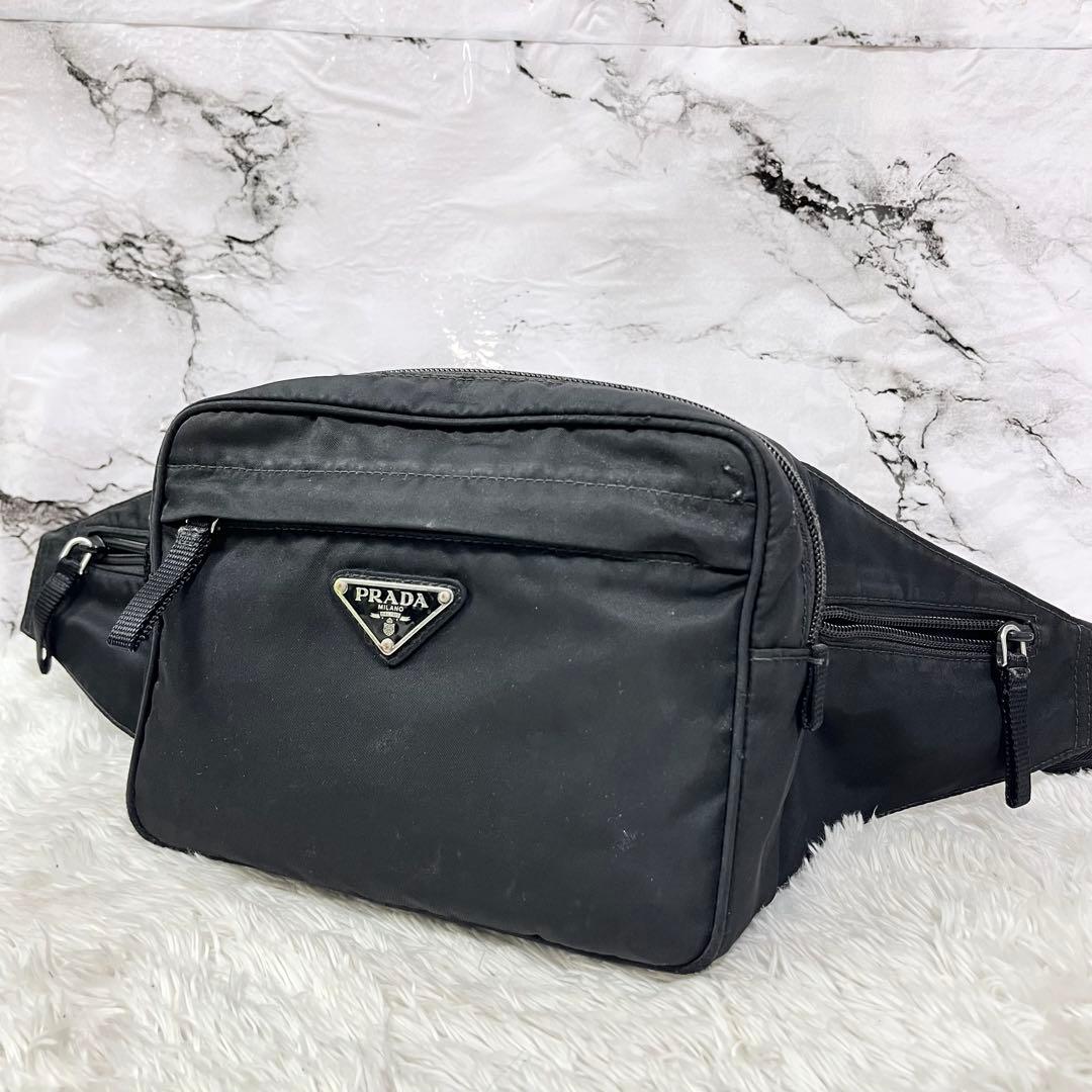 PRADA ブラック ボディバッグ ウエストポーチ プラダ ウエストバッグ ボディバッグ テスーサフィアーノ