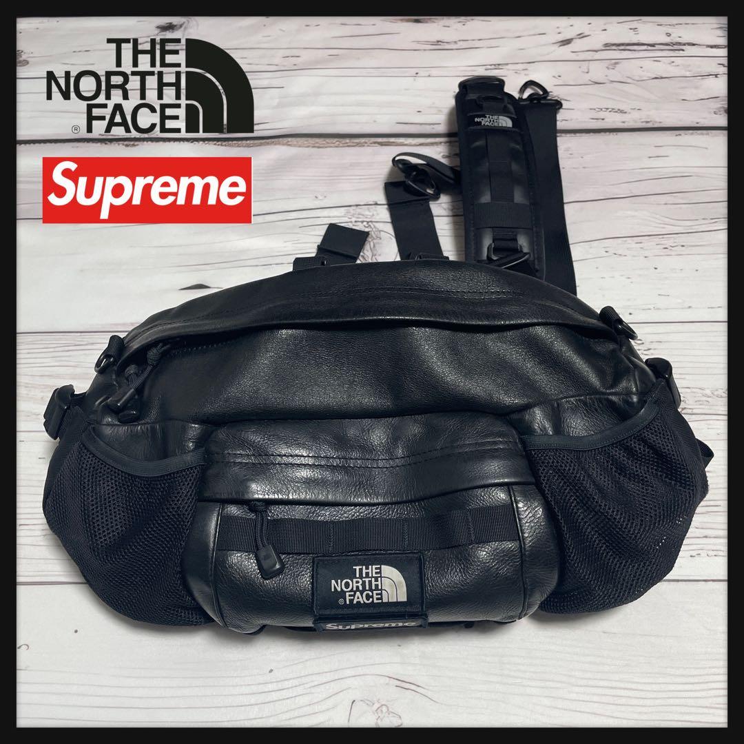 【本革】Supreme ノースフェイス　レザーショルダーバッグ　ボディ　ウエスト Supreme×THE NORTH FACE 'Leather Mountain Waist Bag'レザー