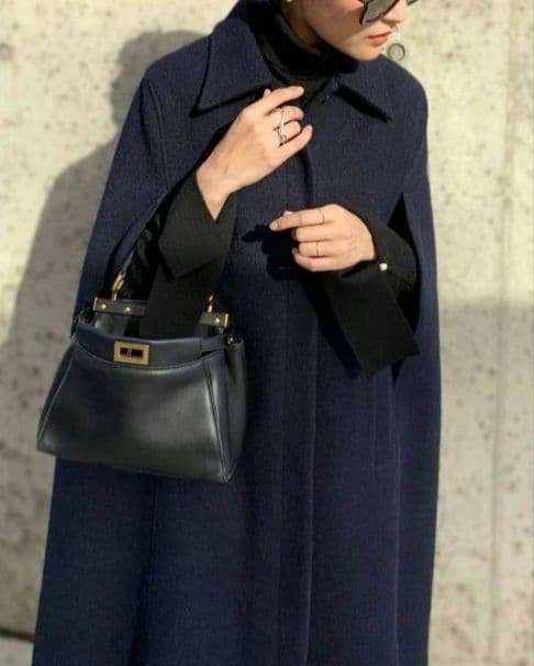 regleam リグリーム コート ケープ ポンチョ 金子麻貴 ロング ネイビー