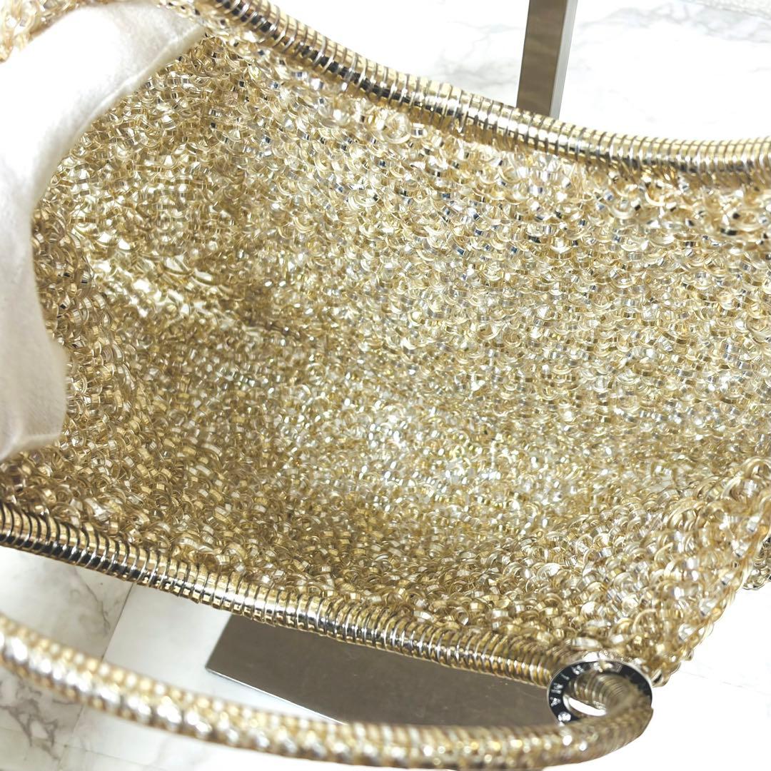 極美品✨アンテプリマ ワイヤーバッグ ラウンド横型 シルバーゴールド