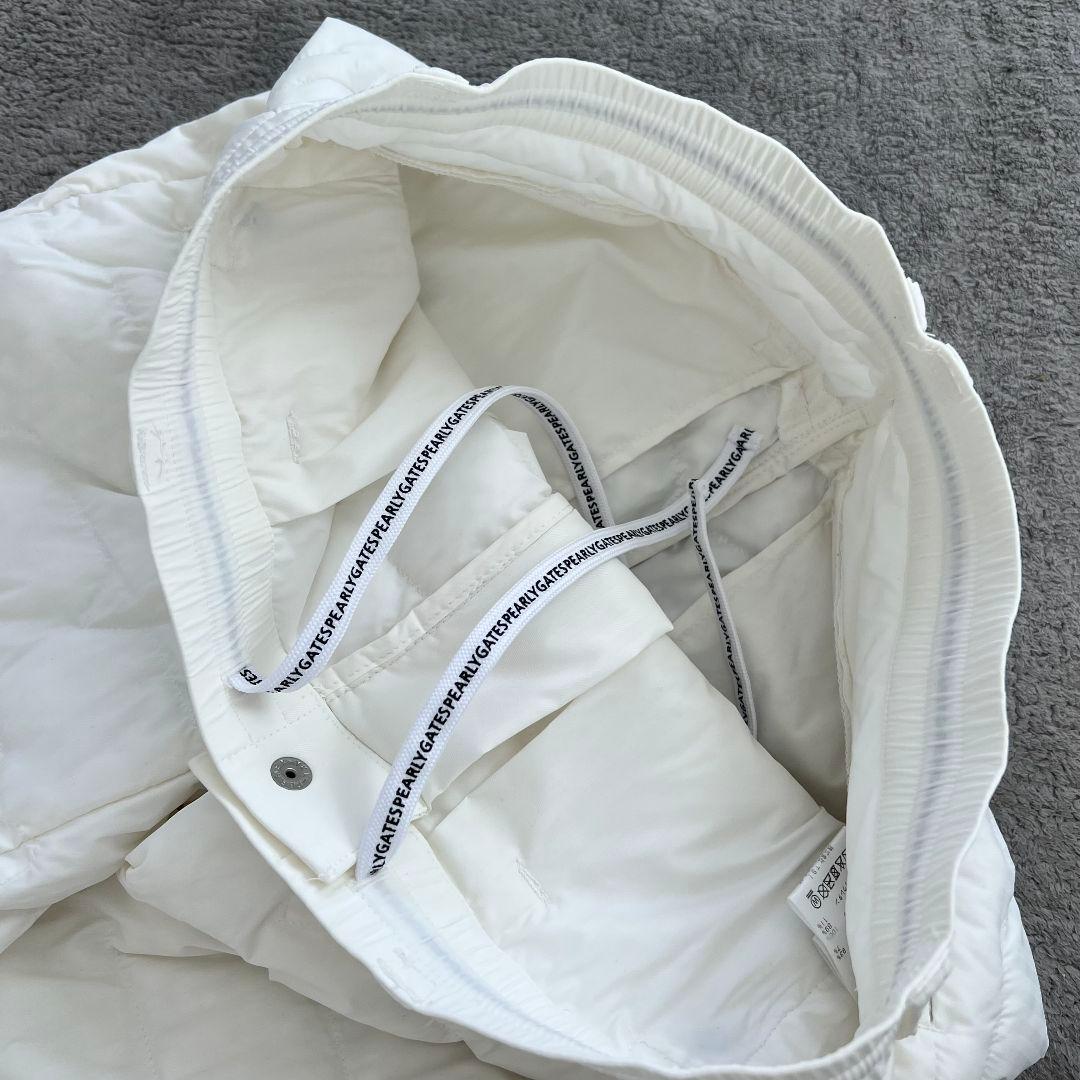パーリーゲイツ ダウンパンツ 中綿入り レディース ロゴ ホワイト 白