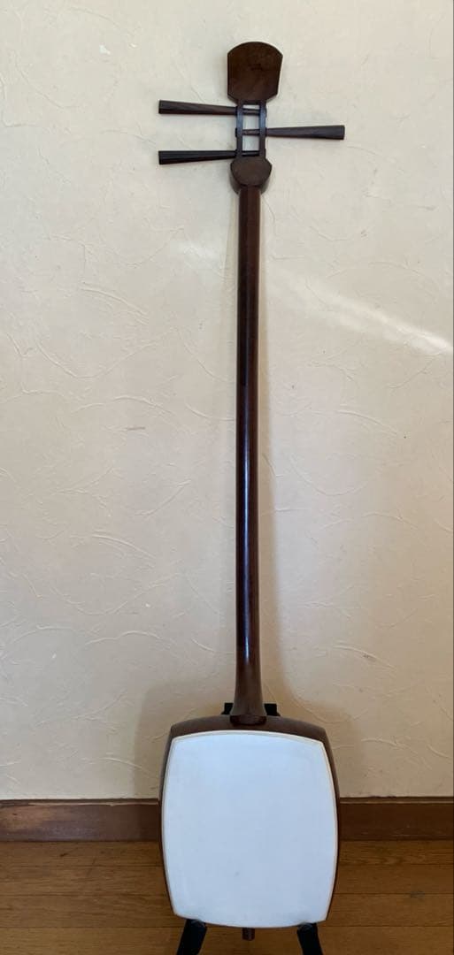 長唄・小唄三味線 銀細 綾杉洞 桑棹 かんべり修理済み 革両面