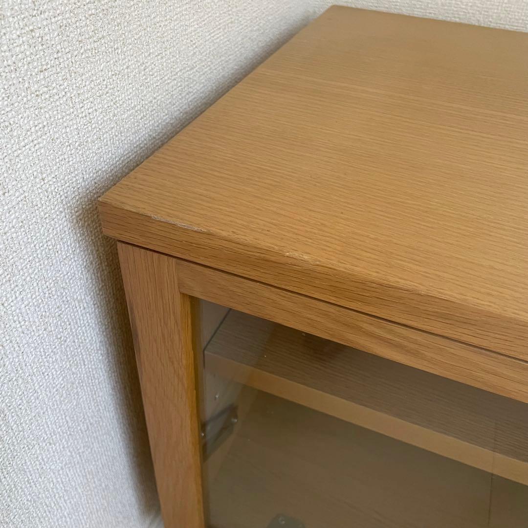 送料無料 無印良品 脚付き ガラス扉 テレビ台 ナチュラル オーク材