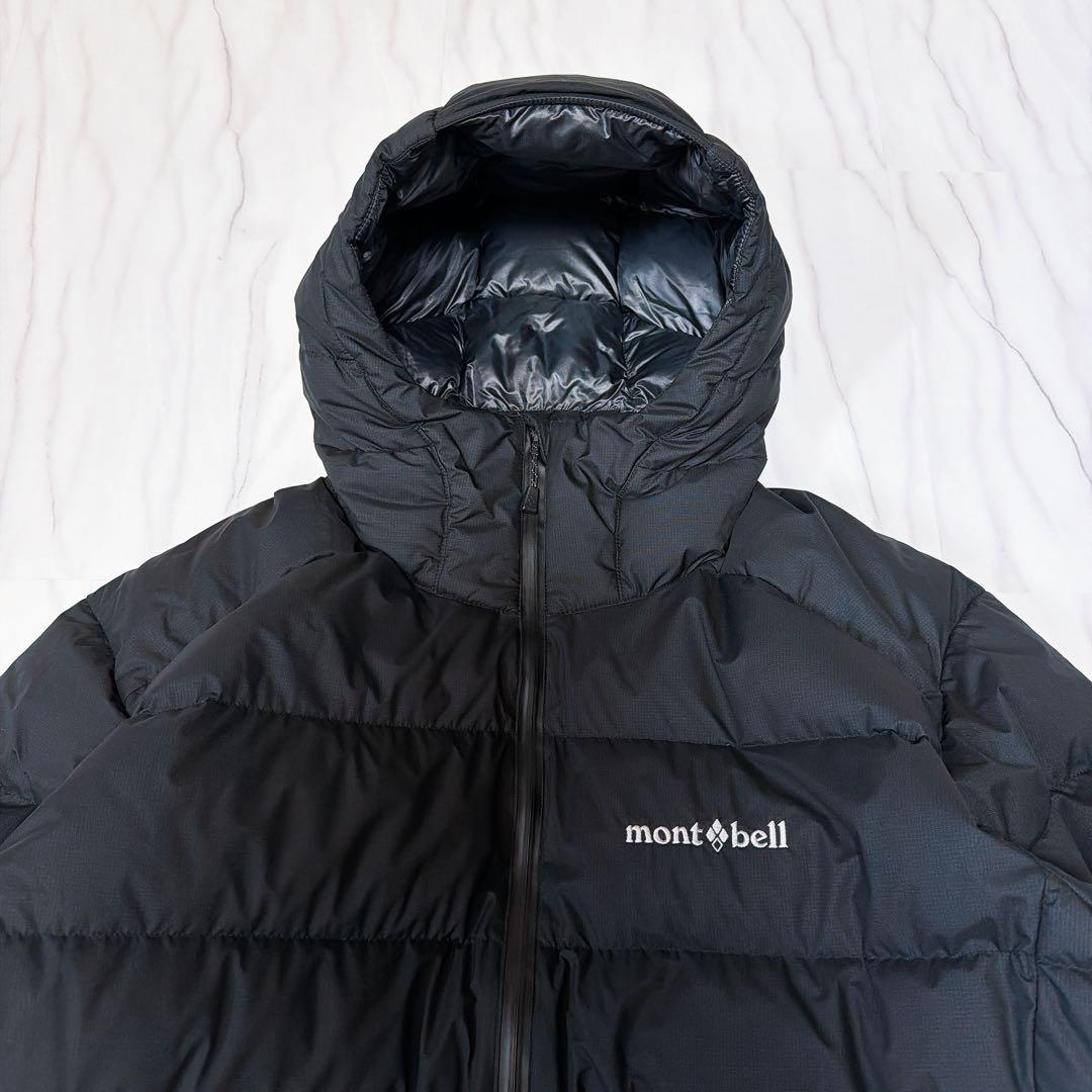 《希少美品》モンベル パーマフロストライトダウンパーカ ドローコード 黒 M-R
