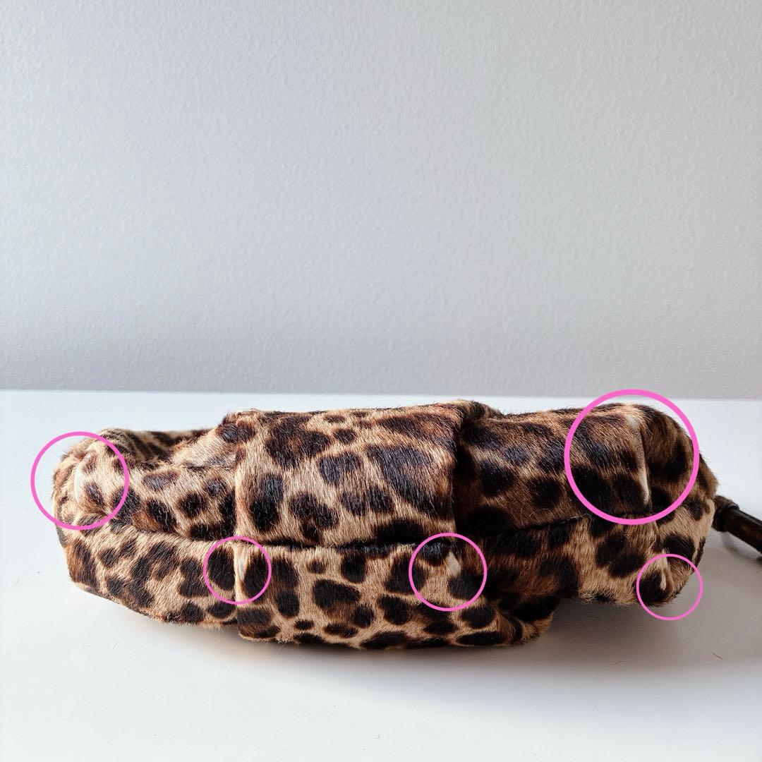 プラダ PRADA ポーチ レオパード柄 ハラコ 箱付き カバリーノ