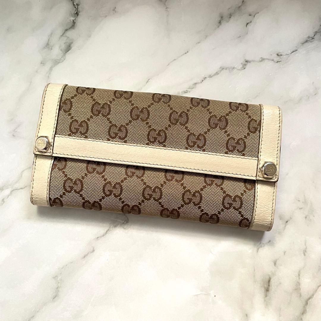 GUCCI GG キャンバス　スタッズ　Wホック　長財布　0111-④ GUCCI GG キャンバス スタッズ Wホック 長財布 0111-④ GUCCI GG