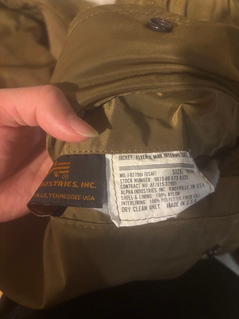 ⭐︎旧ALPHA タグ USA製MA-1 80s 90s 90s Alpha Industries Ma1 Flyer