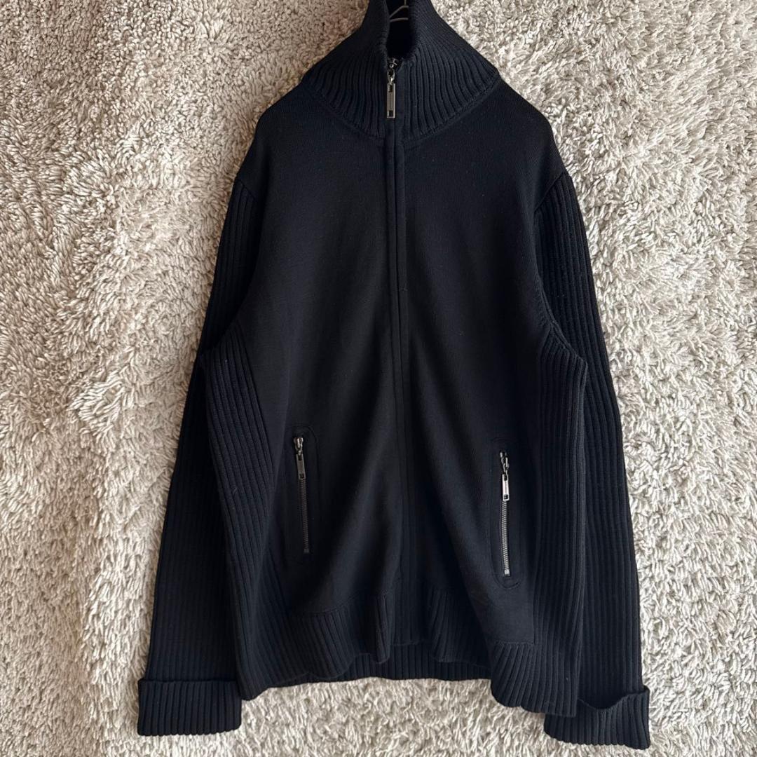 《美品★》バーバリーロンドン　リブニット　ノバチェック　刺繍ロゴ　ジップアップ