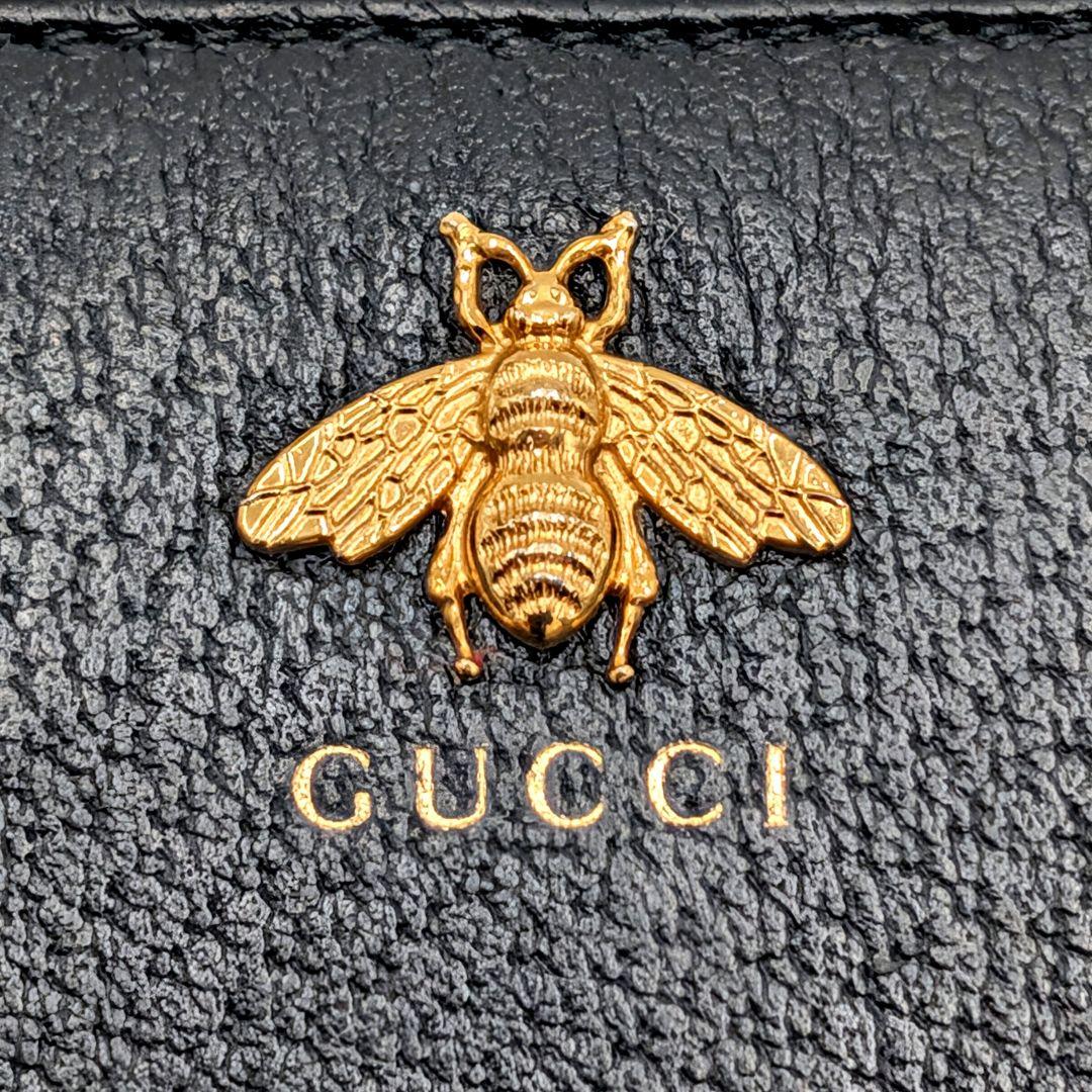極美品 GUCCI アニマリエ ゴールドビー 長財布 グッチ レザー