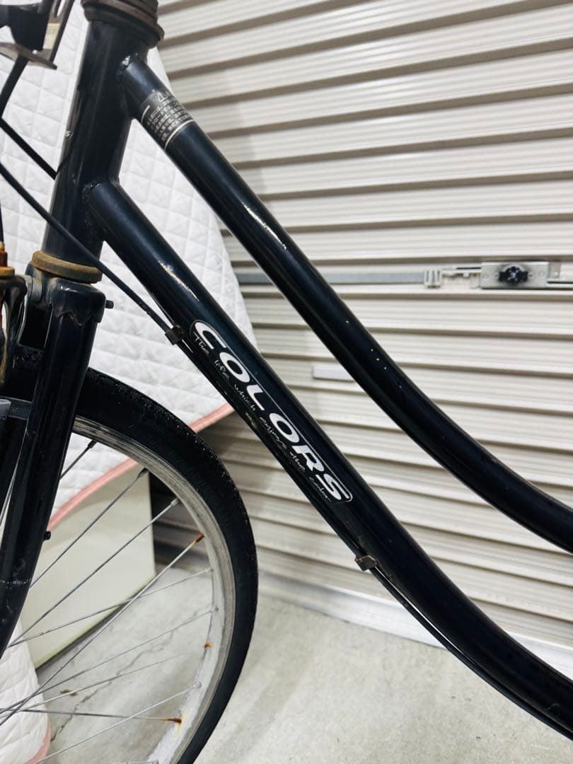 福岡発COLORS ブラック 自転車 外装6段 軽量 通学 通勤 家庭用