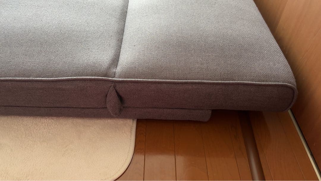 【大きめ・美品】ローソファ リクライニング付き（グレー）1.85m×1m