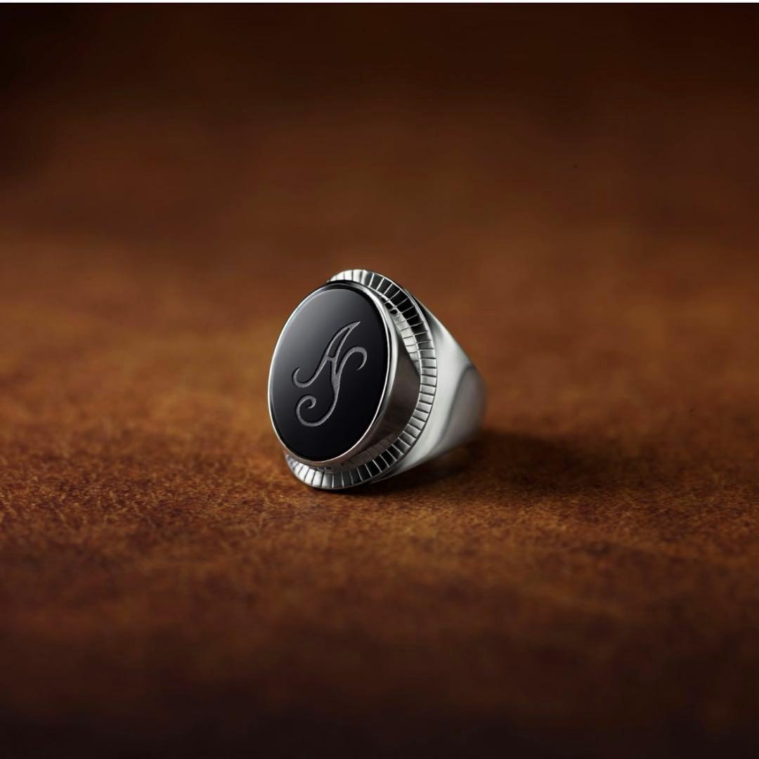 agete アガット シルバー925 オニキスシグネットリング AS 9号 レア