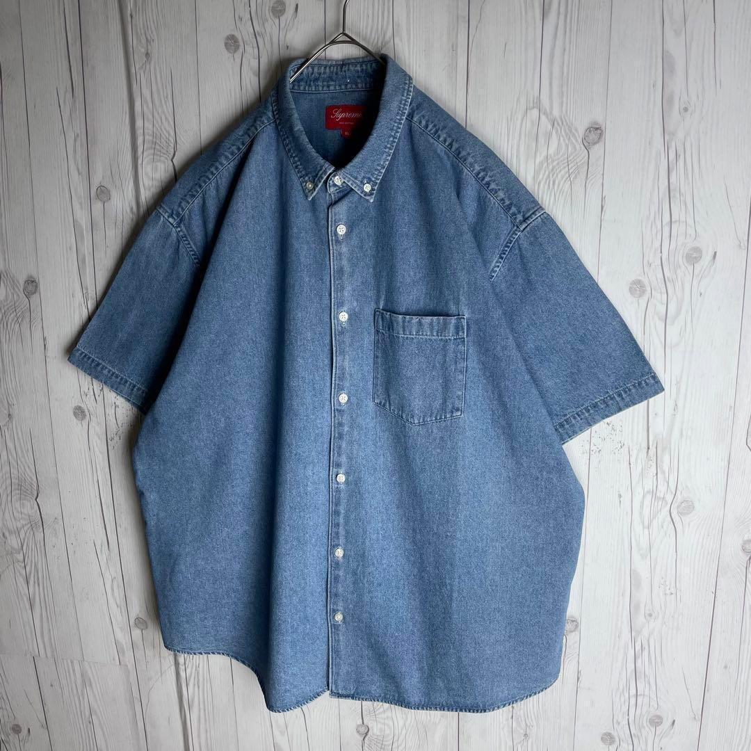 希少 supreme バックロゴ 半袖シャツ