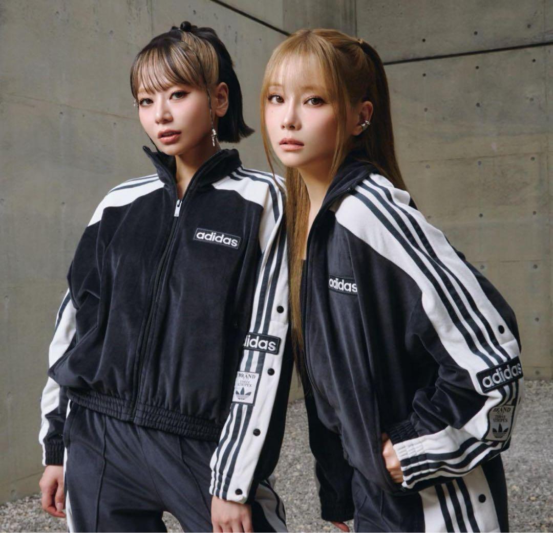 アディダス☆ アディブレイク　ベロア　アウター　L ブラック　重盛さと美 新品L】アディダス アディブレイクベロア トラックトップ ジャケット