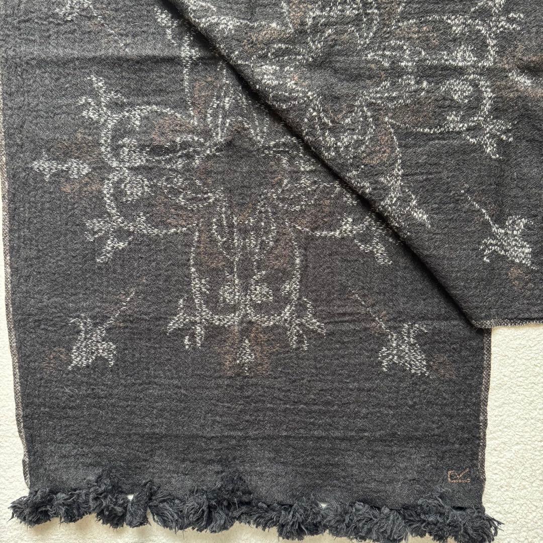 45R 45rpm 縮絨ウール ストール ボンボン付き