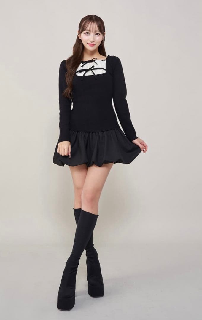 ダブルリボンドッキングバルーンミニワンピース