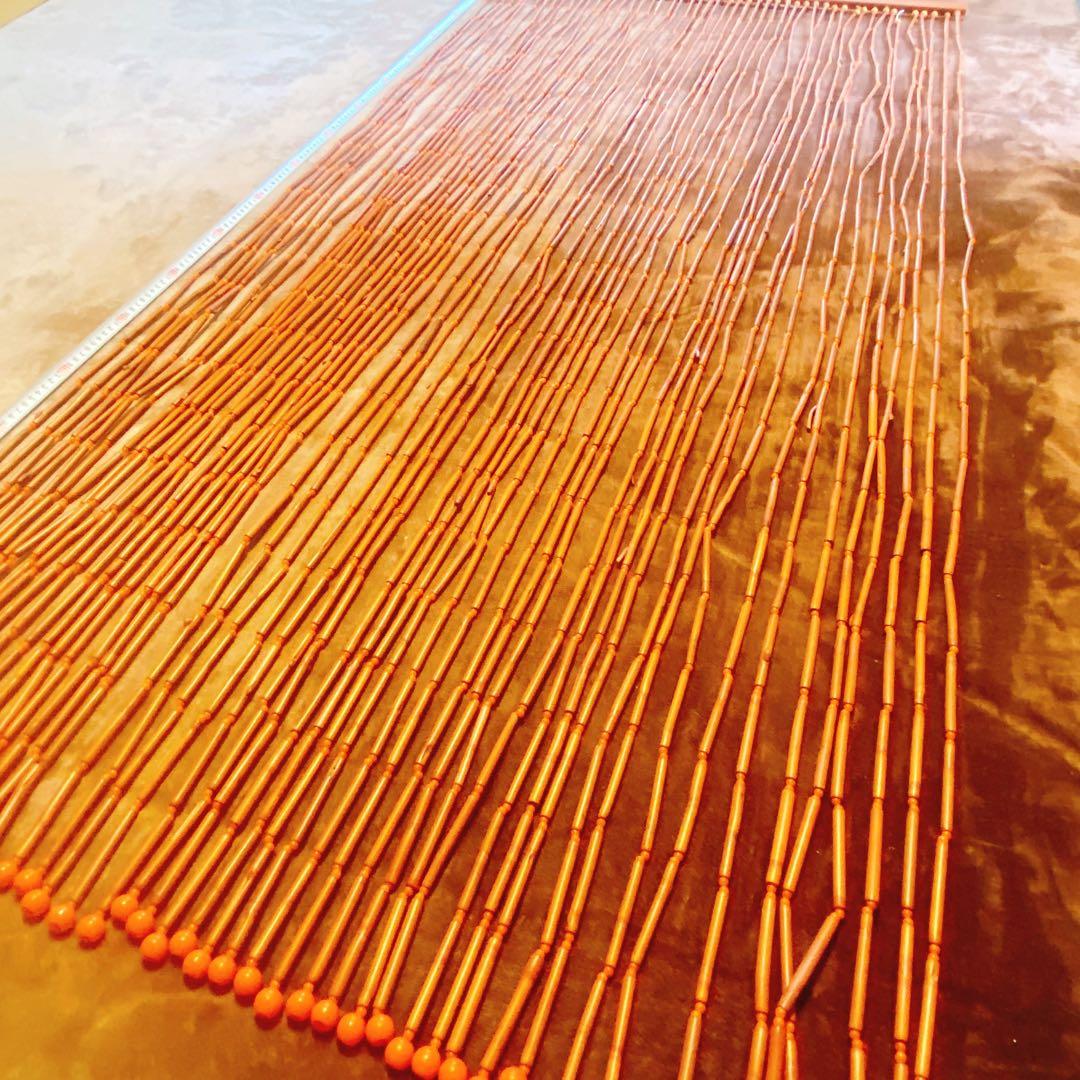 ビンテージ　オレンジのビーズカーテン　レトロ　vintege レトロポップ 昭和レトロ ビーズのれん 玉のれん オレンジ カーテン雫