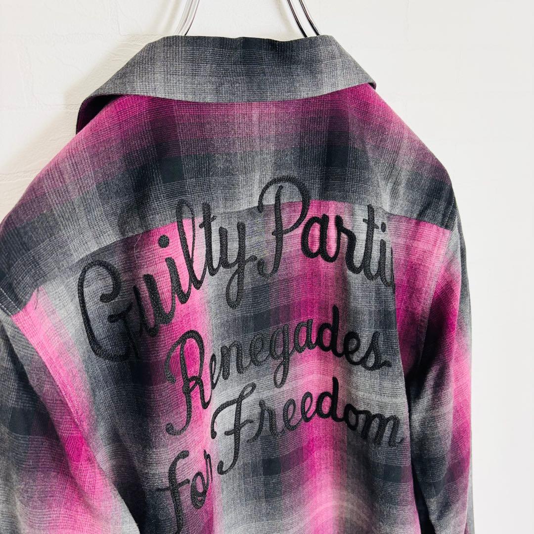 1694【美品】ワコマリア オンブレチェック レーヨン100% 開襟シャツ