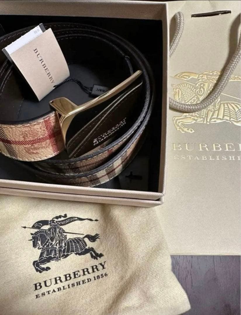 バーバリー メンズ 紳士 本革 ベルト レザー ホース ロゴ ノバチェック