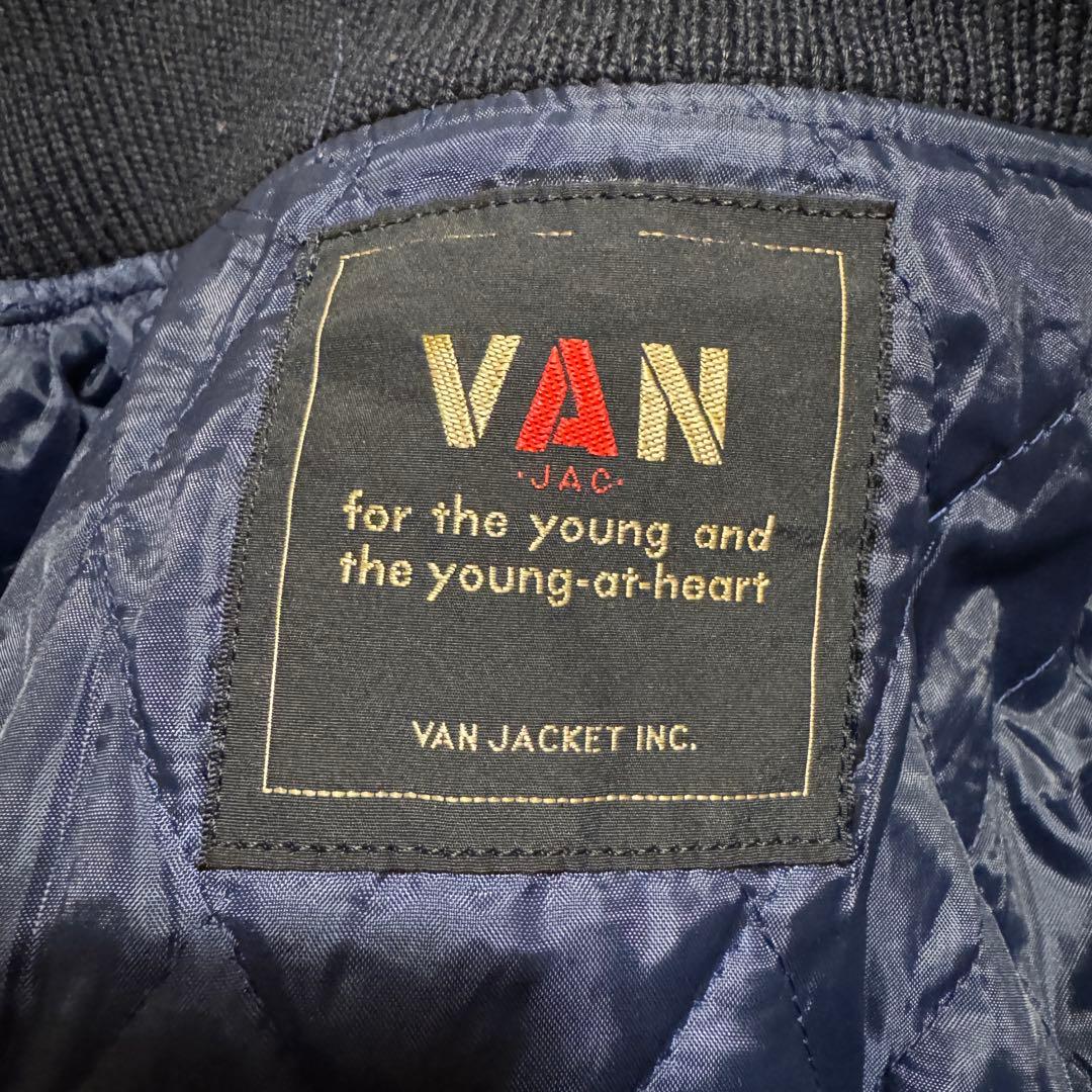 80s 当時物 VAN 袖革 スタジャン ブラック レザー