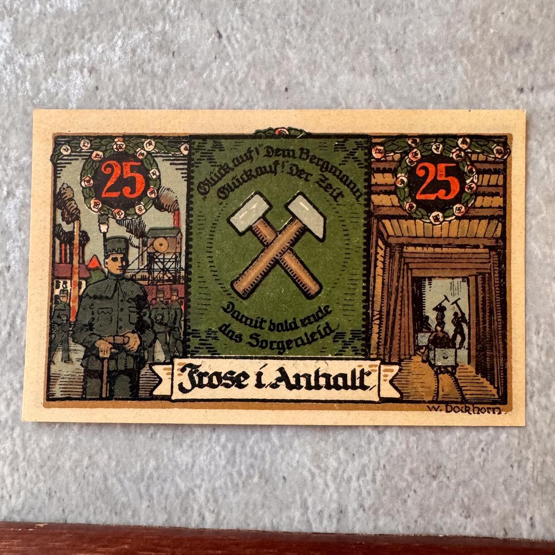 本物保証 アンティーク額装＋希少ノートゲルト2点 ドイツ~静謐と躍動の