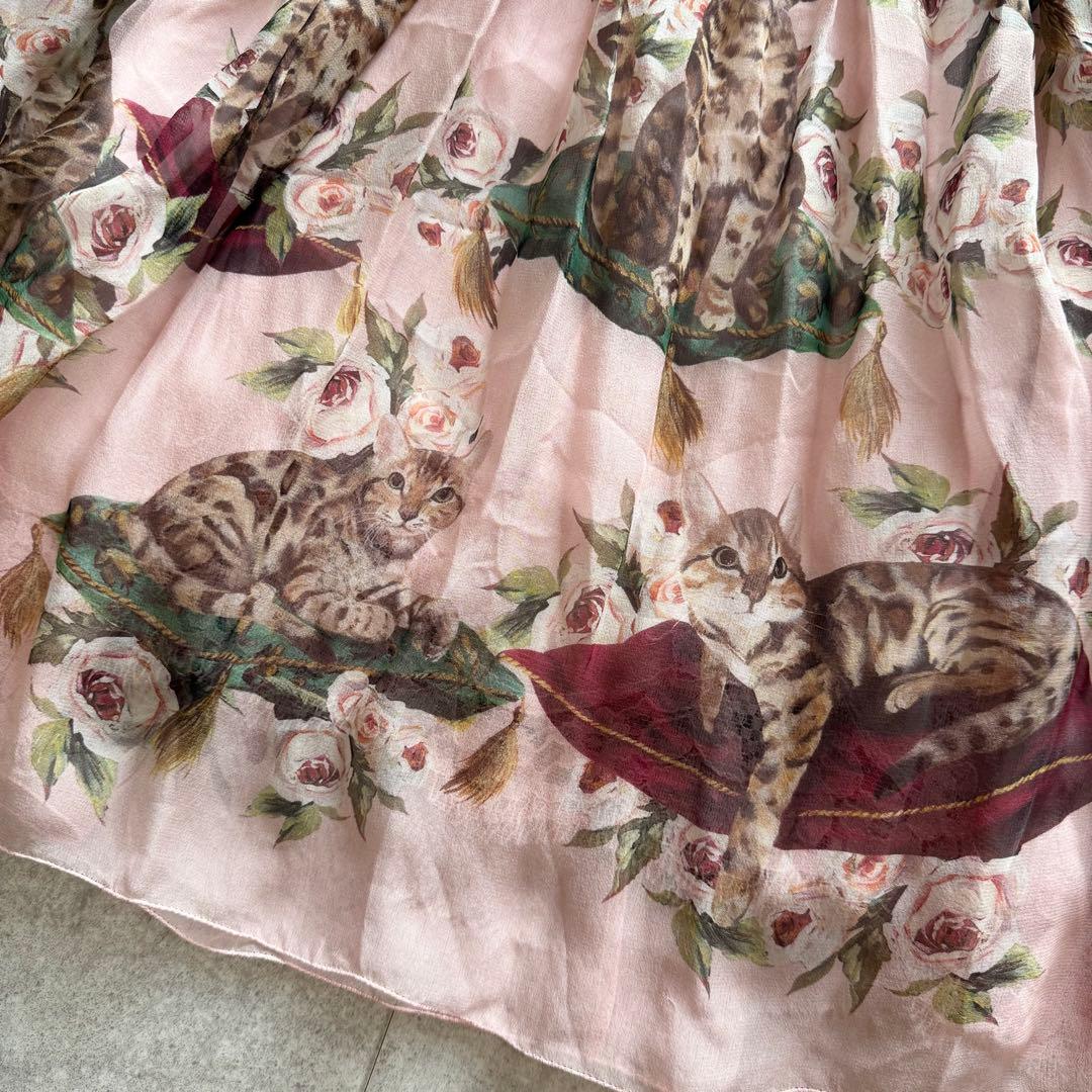 ドルチェアンドガッバーナ スカート シルク100% 36 ピンク アニマル 薔薇