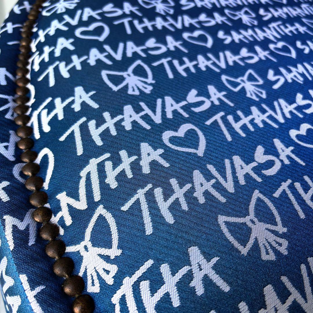 取付無料！サマンサタバサ 非売品 ブルーファブリック円形スツール